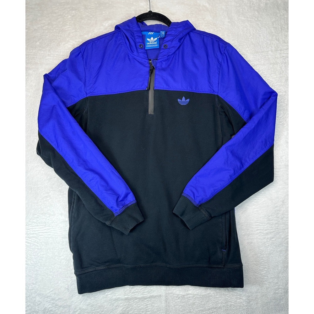 Adidas Originals Sport Luxe Half Zip Hoodie Mens Medium Blue Black Colorblock